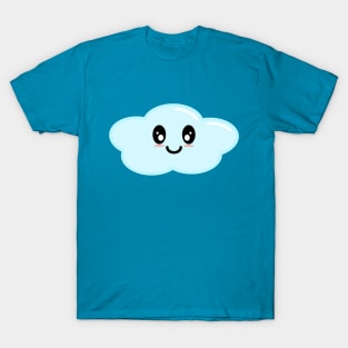Kawaii Cute Cloud Character - Blue T-Shirt